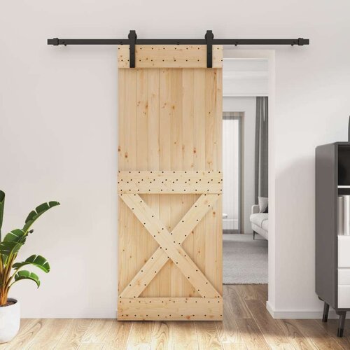  Klizna vrata s priborom za montažu 80 x 210 cm masivna borovina Slike