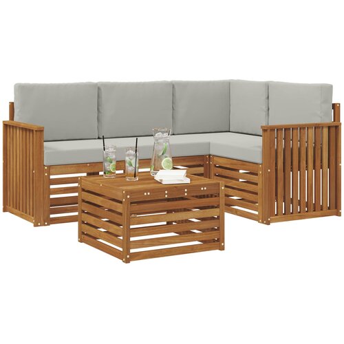  Set vanjskih sofa 5 kom. Prirodna i svijetlo siva Poliester Slike