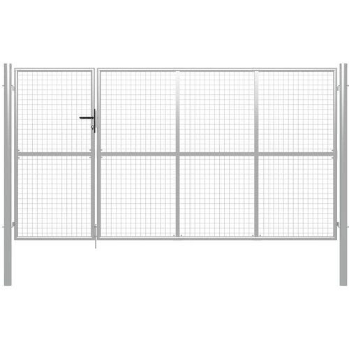 vidaXL Vrtna vrata jeklena 350x150 cm srebrna Cene