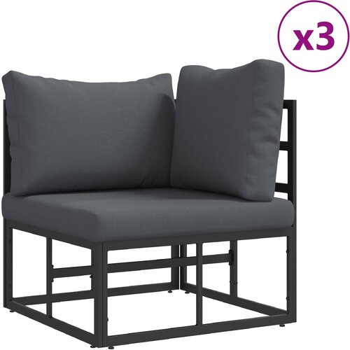  Sjedeća garnitura za vrt s jastukom 10 pcs Crna Aluminij Slike