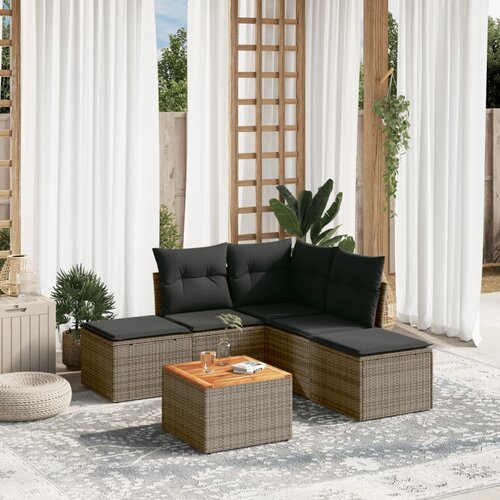 vidaXL 6-dijelni set vrtnih sofa od poliratana s jastucima sivi Cijene