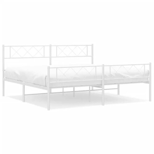 VidaXL Kovinski posteljni okvir z vzglavjem in vznožjem bel 183x213 cm, (20904239) Slike