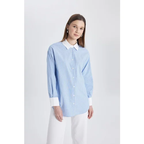 Defacto Relax Fit Striped Poplin Long Sleeve Shirt Tunic