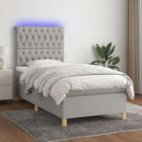  Box spring postelja z vzmetnico LED sv. siva 100x200 cm blago, (20726077) Slike