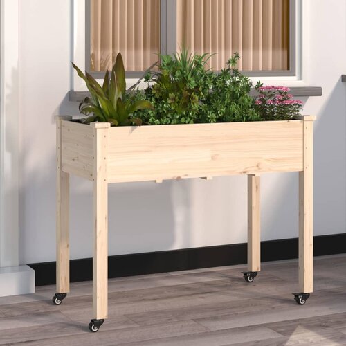 VidaXL Sadilica s kotačima i oblogom 118x59x80 cm od masivne jelovine Slike