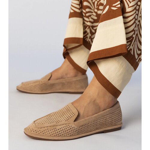 Gemre Brown perforated eco-suede loafers Stanila Cene