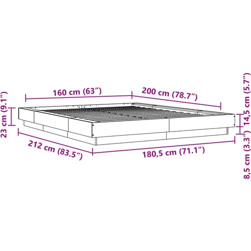  Okvir za krevet bijeli 160x200 cm konstruirano drvo Slike