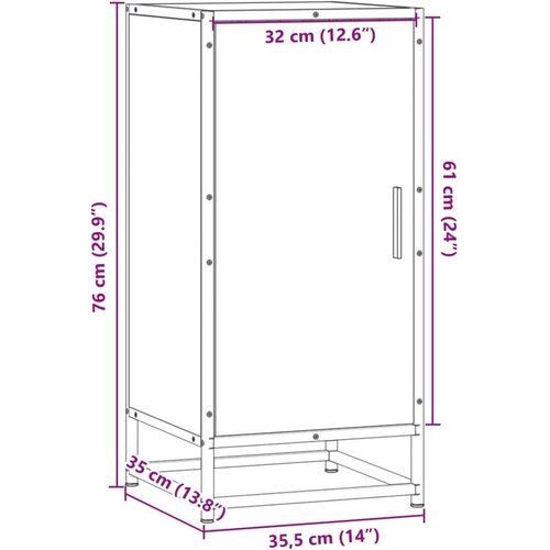 VidaXL Komoda boja hrasta 35,5x35x76 cm konstruirano drvo i metal Slike