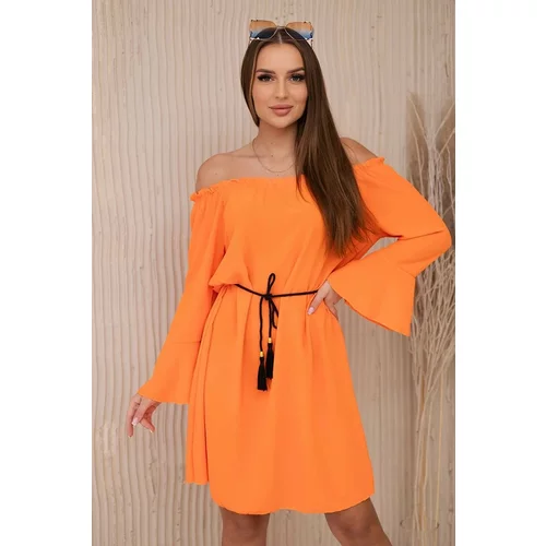 Kesi Dress tied at the waist with a string in orange