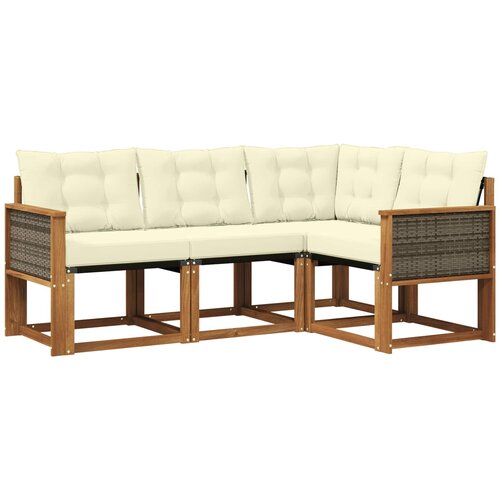 vidaXL Zunanja garnitura za sedenje z blazino 4 pcs Naravna in smetana, (5000272826) Cene