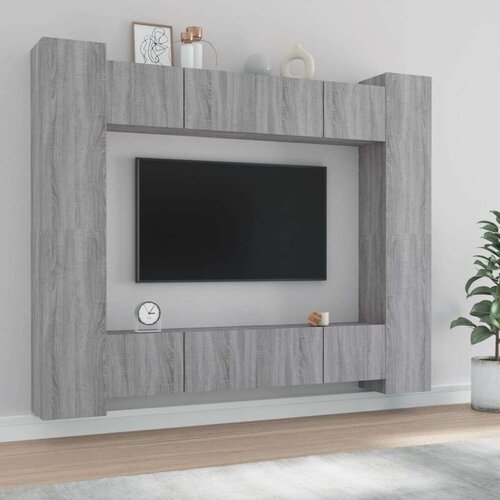  8-dijelni set TV ormarića sivog sonome konstruirano drvo Cene