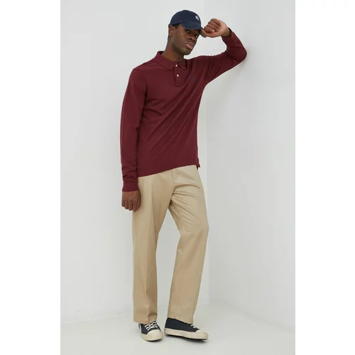 Polo Ralph Lauren Pamučna majica dugih rukava boja: bordo, jednobojni model