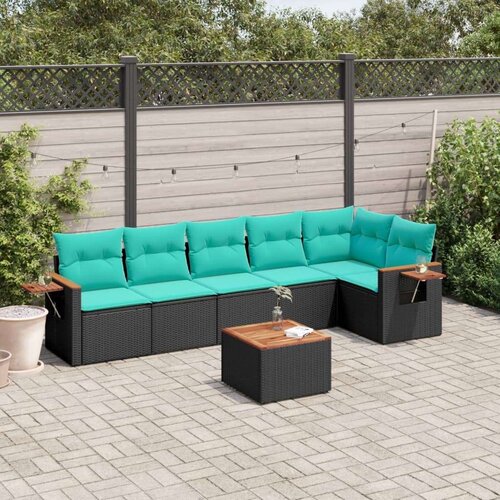  7-dijelni set vrtnih sofa od poliratana s jastucima crni Cijene