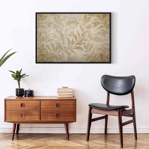  Slika - Botanical Motif with Leaves and Vines in Sand Colors 120x80 U crnom drvenom okviru Slike