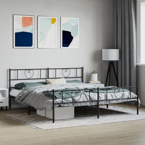  Metalni okvir kreveta uzglavlje i podnožje crni 200x200 cm Cene