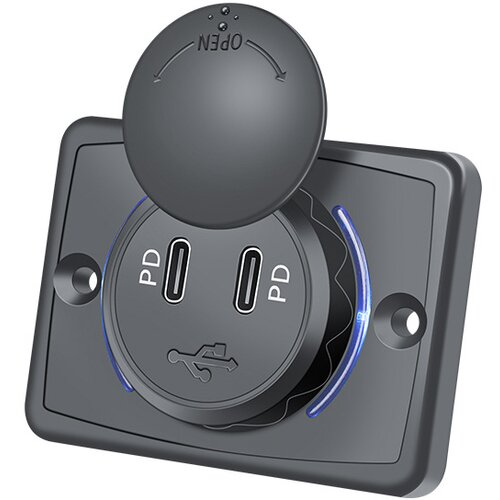 INF black shell dual pd flat square charger black+blue, (21536744) Slike