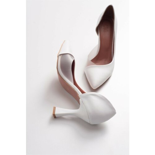 LuviShoes 653 White Skin Heels Women's Shoes Slike