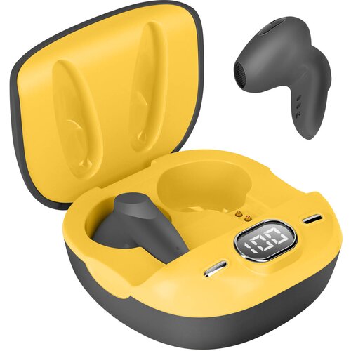 LINQ brezžicne slu&amp;scaron;alke bluetooth, komplet za prostorocno telefoniranje, upravljanje na dotik, - crna/rumena, (20918259) Slike