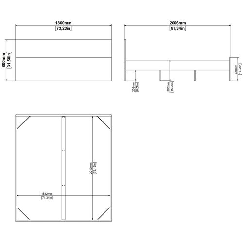 Tvilum Zakonska postelja v hrastovem dekorju brez letvenega dna 180x200 cm v naravni barvi Naia &amp;ndash; Slike