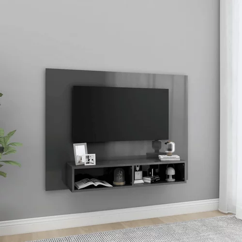 vidaXL Zidni TV ormarić visoki sjaj sivi 120 x 23,5 x 90 cm od iverice
