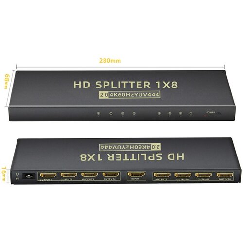 X Wave Adapter HDMI 2.0 Spliter 8K,1-in 8-out,Activ Cene