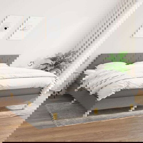  Kreveta s oprugama i madrac svjetlosivi 140x200cm tkanina Slike