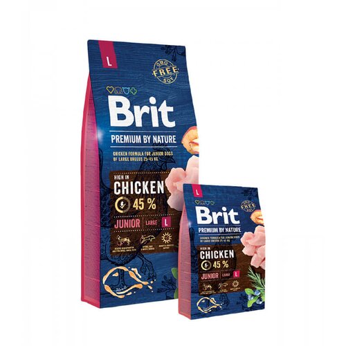 Brit Premium by Nature Junior L - hrana za &scaron;tence velikih rasa sa piletinom (3kg, 15kg) 3kg Cene
