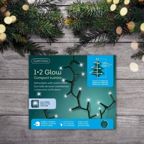 Novogodišnja led rasveta za jelku 180cm-540L hladno bela lumineo 1-2 glow Slike