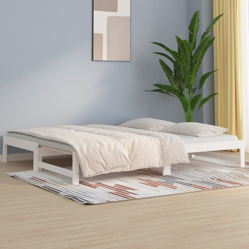 vidaXL Izvlečna dnevna postelja bela 2x(90x200) cm trdna borovina Cene