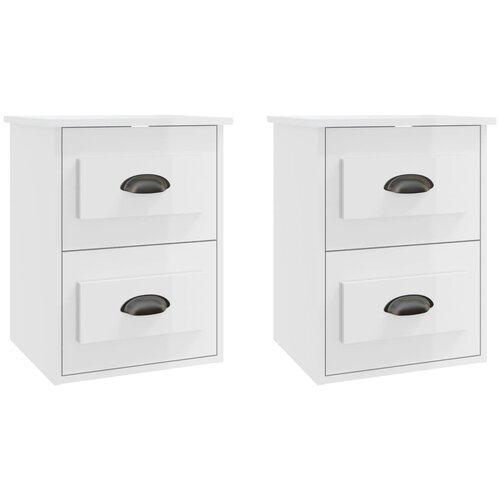 Maison Chic Stenski Dvo delni komplet Nočne omarice - Nočne mize visok sijaj bele 41,5x36x53 cm, (21688482) Slike