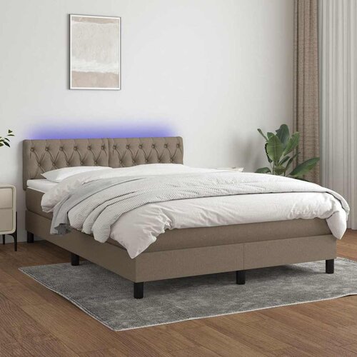  box spring s madracem LED smeđesivi 140x190 cm tkanina Cene