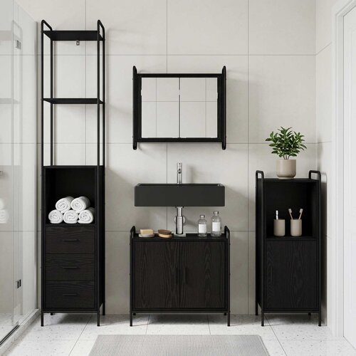  Set ormarića za kupaonicu 4 kom. Crni hrast 40 x 36 x 200,5 cm Cijene