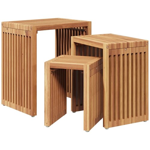  Vrtni bočni stol 3 pcs Smeđa 33 x 44,5 x 51 cm Čvrsto teak drvo Slike