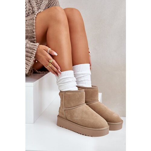 Kesi women's suede snow boots on a platform above the ankles beige rianaella Cene