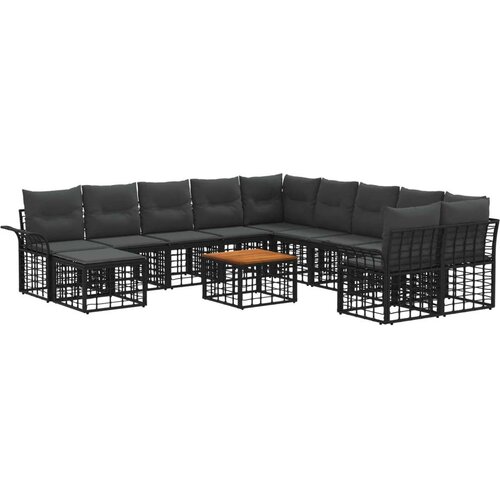  Set vanjskih sofa 12 pcs Crna i tamno siva Poliester - Crna i tamno siva sa stolom Cene