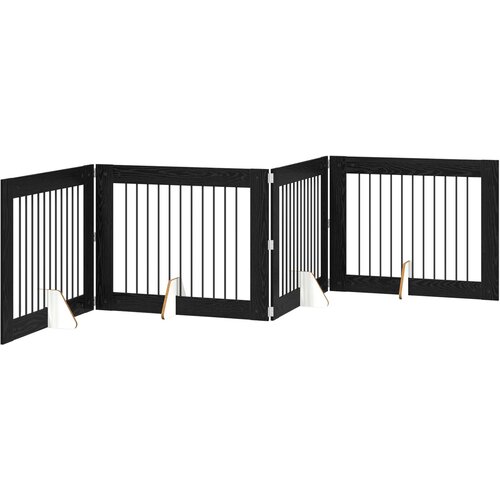  Vrata za pse s postoljem 4 pcs Crni hrast 100 x 80 cm Slike