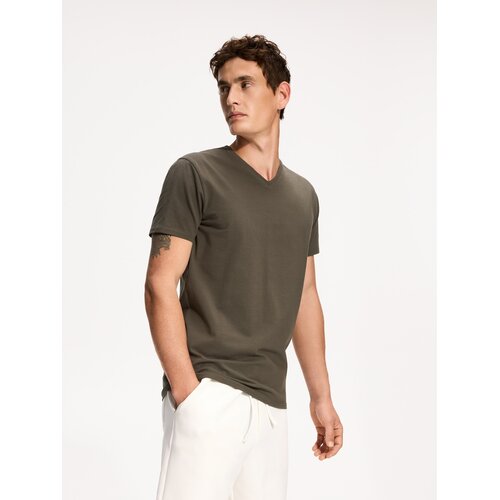 Reserved Pamučna majica slim fit - svjetlozeleno Cene