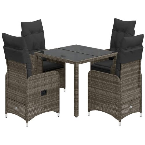 vidaXL 5-dijelni vrtni bistro set od poliratana s jastucima sivi Cijene