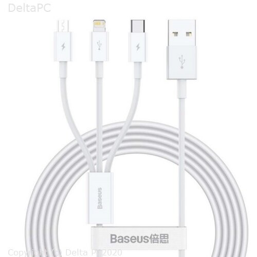 Baseus cable 3in1 Superior USB - Lightning + USB-C + microUSB 1,5 m 3,5A white Cijene