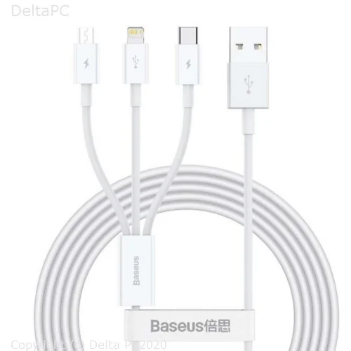 Baseus cable 3in1 Superior USB - Lightning + USB-C + microUSB 1,5 m 3,5A white