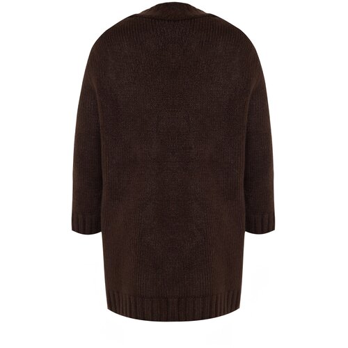 Trendyol Brown Soft Textured Wide Fit Knitwear Cardigan Cene