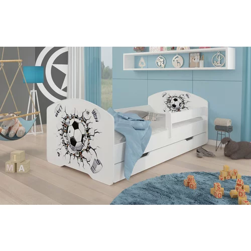 ADRK Furniture dječji krevet pepe grafika - 80x160 cm s ogradom i ladicom