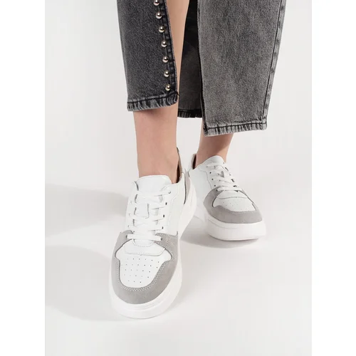 GOODIN White leather sneakers on a platform