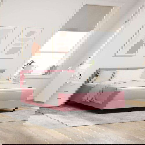 Box Spring Krevet s Madracem Ružičasta 140x190 cm Baršun Cijene