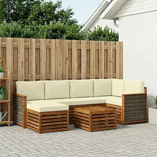  Set vanjskih sofa 6 kom. Prirodna i krem Cene
