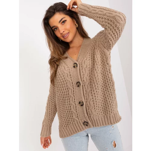 Fashion Hunters Dark beige cardigan with buttons