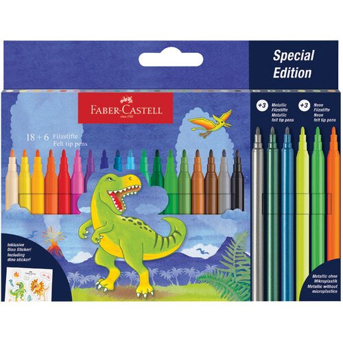 Flomaster &amp;Scaron;KOLSKI 18 PLUS 6BOJA DINO FABER CASTELL 554222 BLISTER Slike