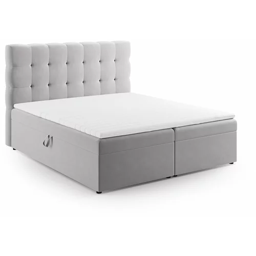 Cosmopolitan Design Svetlo siva boxspring postelja s prostorom za shranjevanje 180x200 cm Bali –