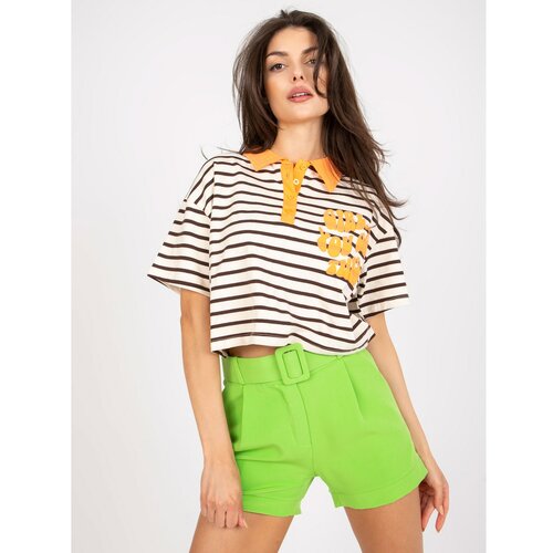 Fashion Hunters Beige and brown striped polo shirt Slike