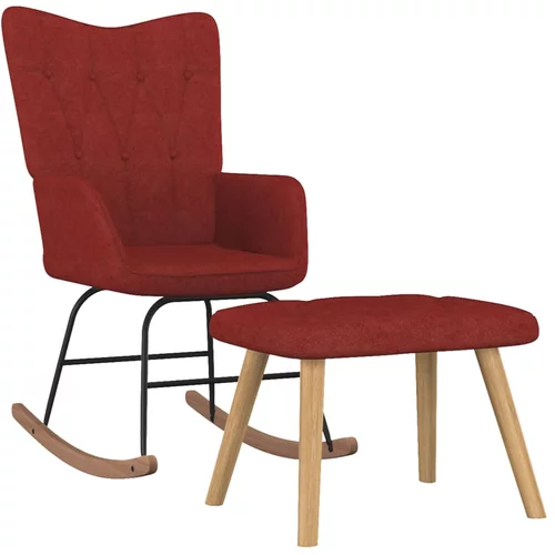 vidaXL stolica za ljuljanje s osloncem za noge boja vina od tkanine